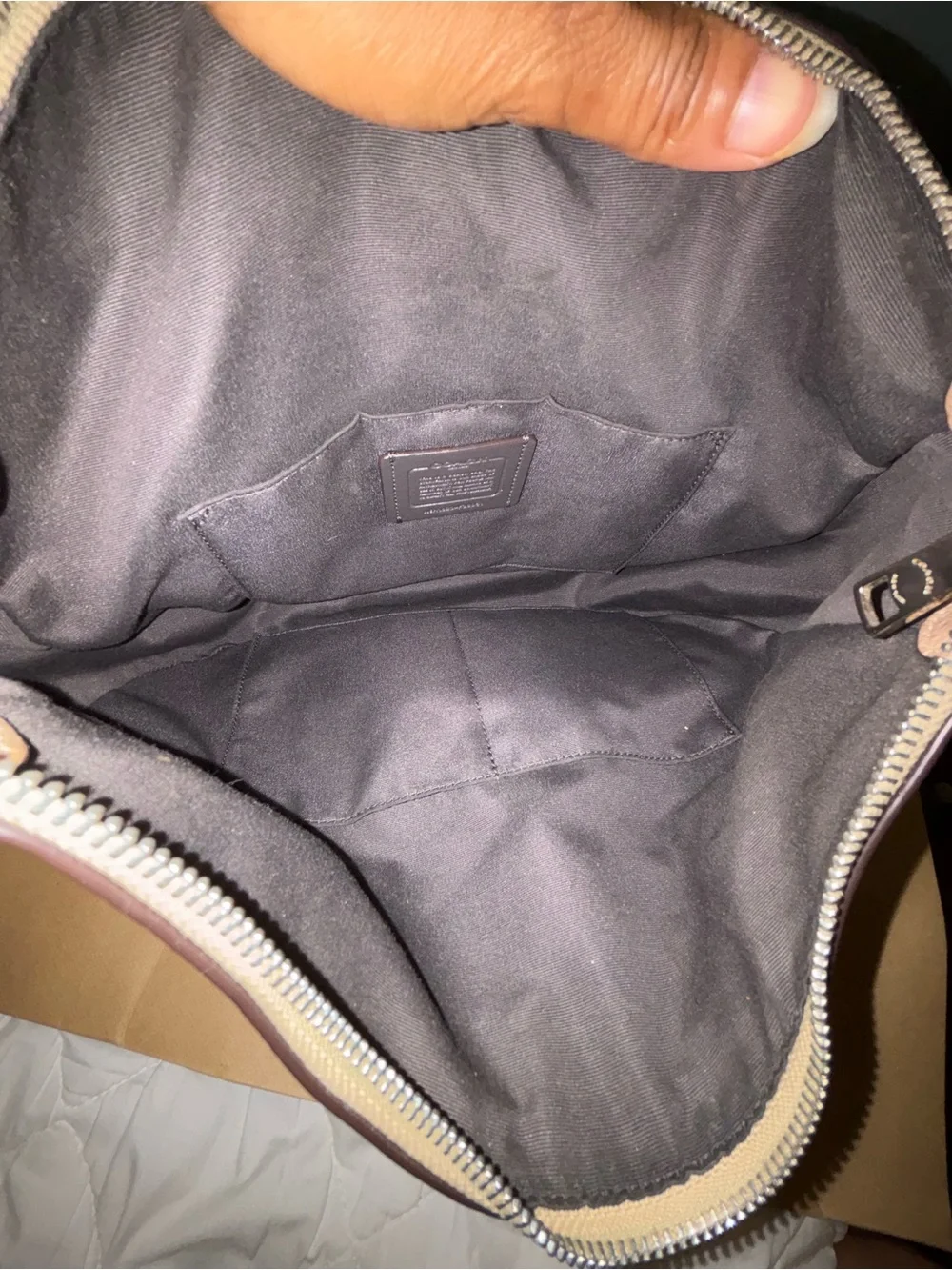Coach Metallic Taupe Pebbled Leather Shoulder Bag